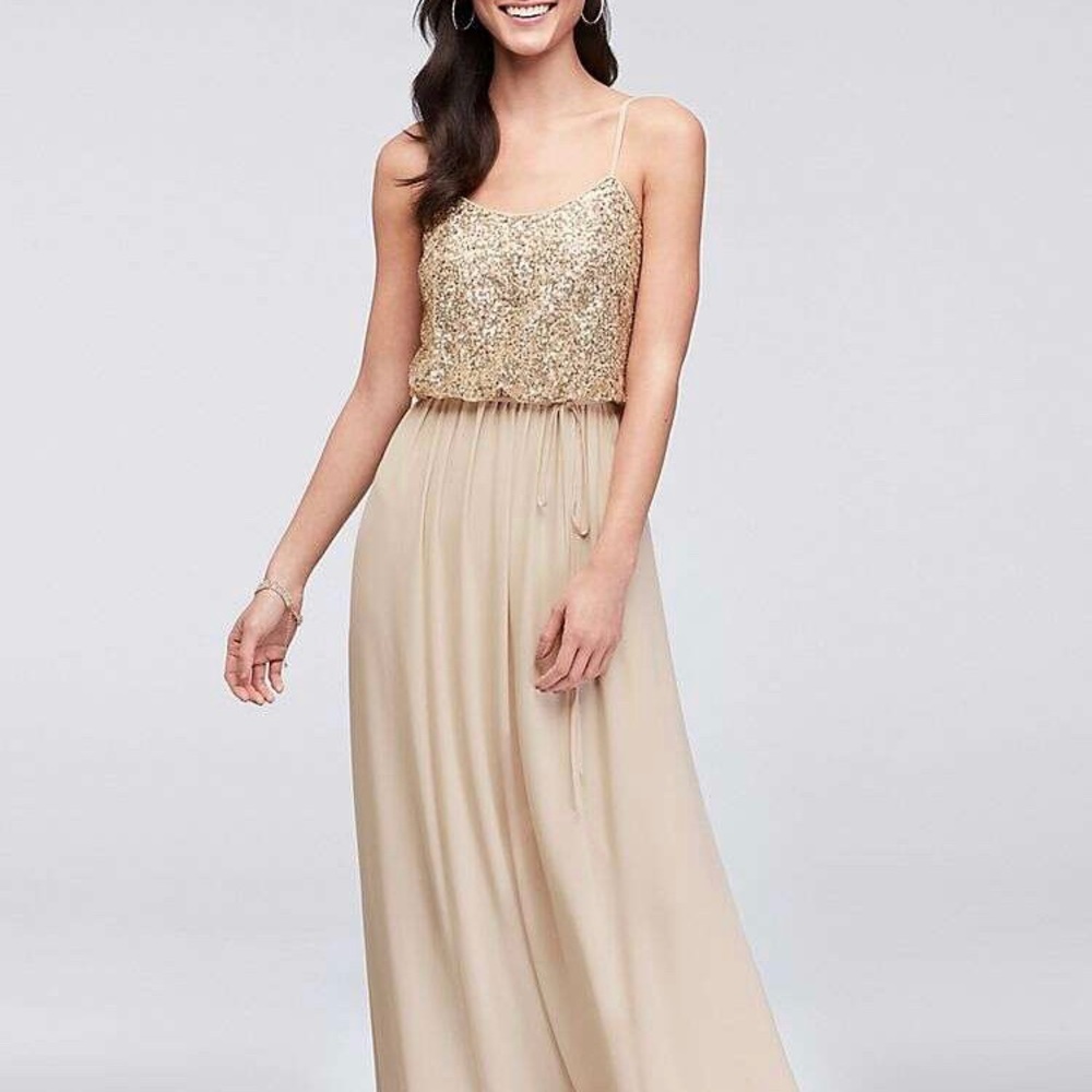Davids Bridal Long Gown Gold size 4- Brand New!